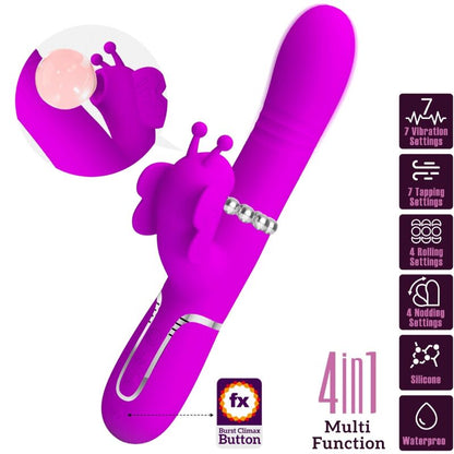 Pretty Lovemultifunction Rabbit Vibrator 4 In 1 Butterfly Fuchsia | Niks.fi verkkokauppa