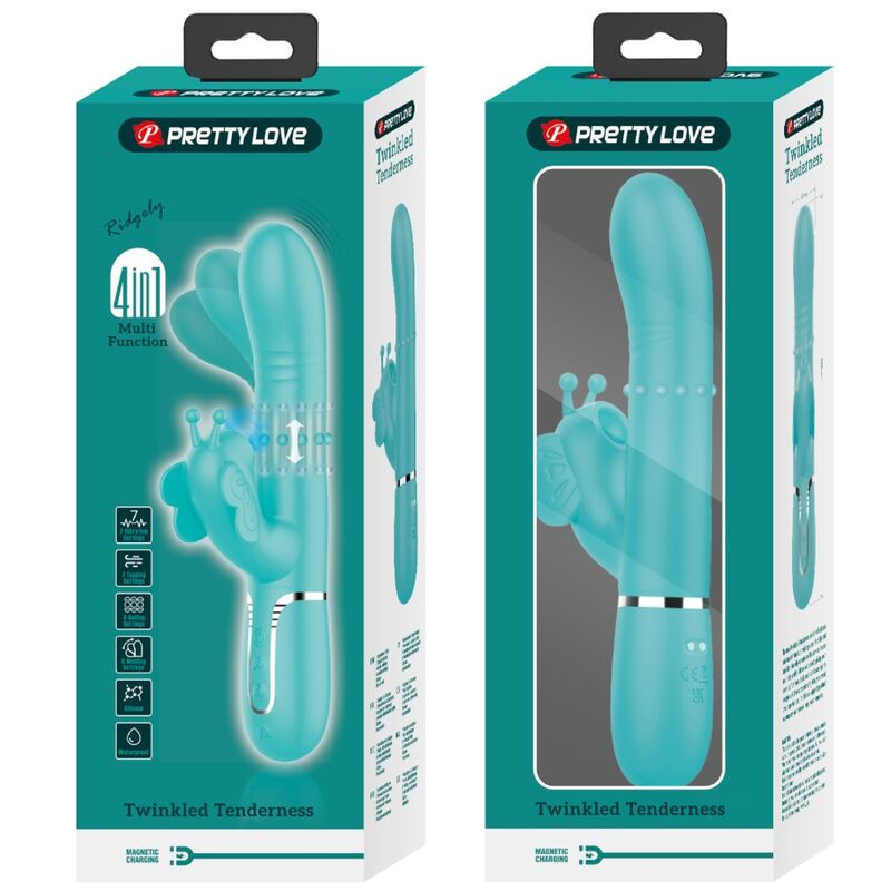Pretty Lovemultifunction Rabbit Vibrator 4 In 1 Butterfly Aqua Green | Niks.fi verkkokauppa