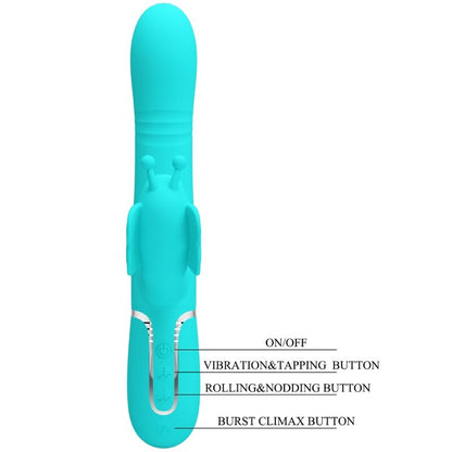 Pretty Lovemultifunction Rabbit Vibrator 4 In 1 Butterfly Aqua Green | Niks.fi verkkokauppa