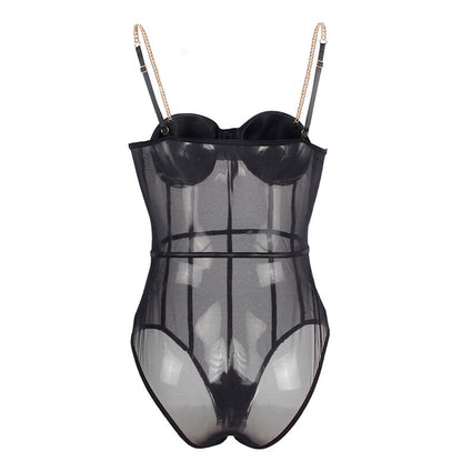 Subblimeblack Chain Suspenders Bodysuit S/M | Niks.fi verkkokauppa