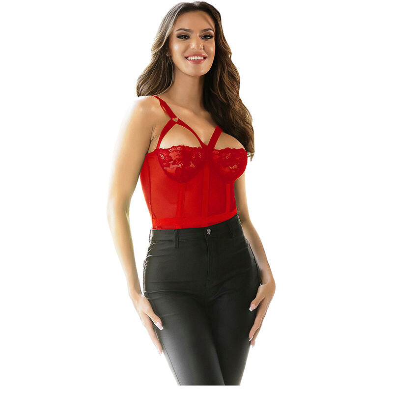 Subblimeteddy With Garter Strap Detail Chest Red S/M | Niks.fi verkkokauppa