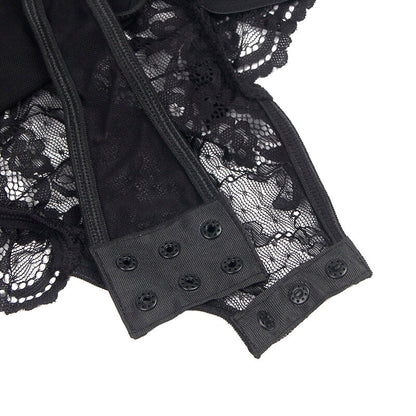 Subblimeteddy With Garter With Lace Detail And Strips Black L/Xl | Niks.fi verkkokauppa