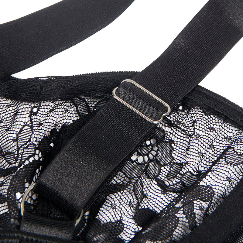 Subblimeteddy With Garter With Lace Detail And Strips Black L/Xl | Niks.fi verkkokauppa