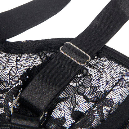 Subblimeteddy With Garter With Lace Detail And Strips Black L/Xl | Niks.fi verkkokauppa