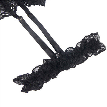 Subblimeteddy With Garter With Lace Detail And Strips Black L/Xl | Niks.fi verkkokauppa