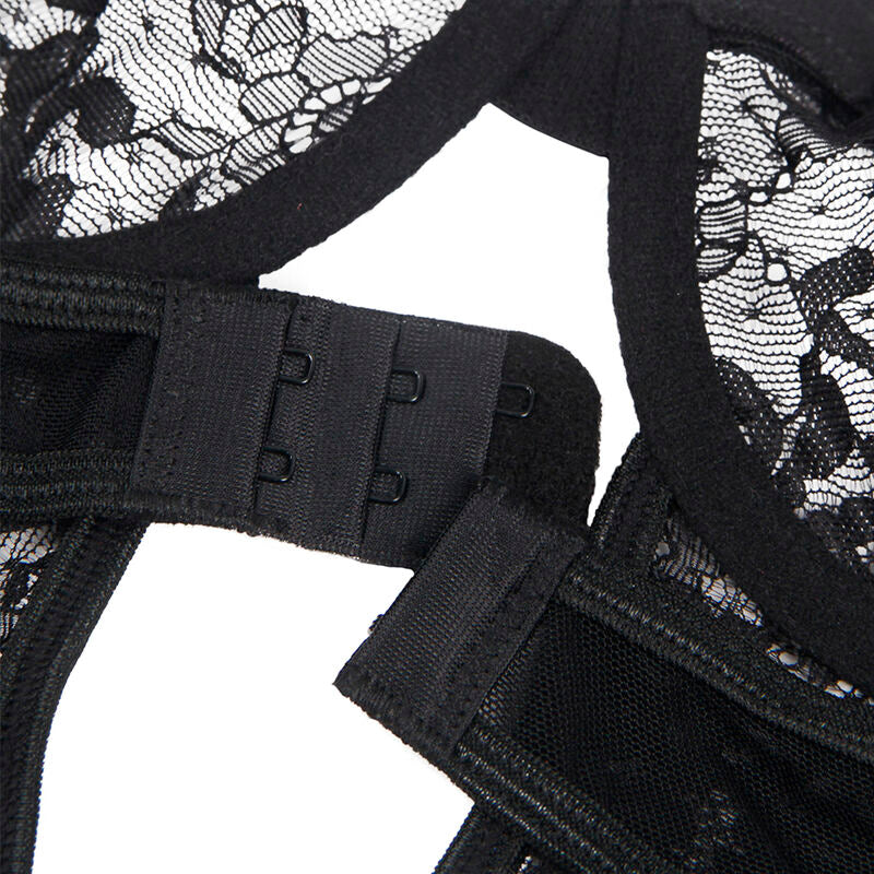 Subblimeteddy With Garter With Lace Detail And Strips Black L/Xl | Niks.fi verkkokauppa