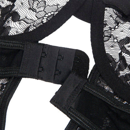 Subblimeteddy With Garter With Lace Detail And Strips Black L/Xl | Niks.fi verkkokauppa