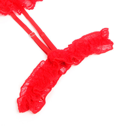 Subblimeteddy With Garter With Lace Detail And Strips Red L/Xl | Niks.fi verkkokauppa
