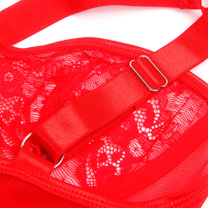 Subblimeteddy With Garter With Lace Detail And Strips Red L/Xl | Niks.fi verkkokauppa