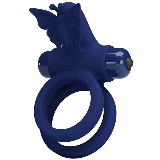 Pretty Lovejamele Double Ring With Vibration & Butterfly Stimulator Blue | Niks.fi verkkokauppa
