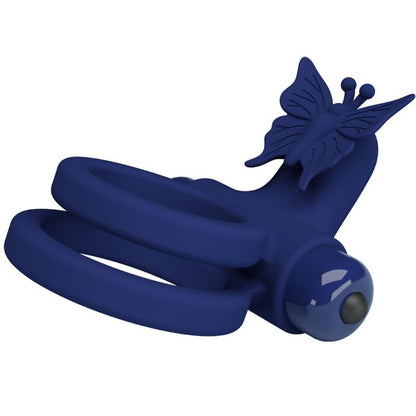 Pretty Lovejamele Double Ring With Vibration & Butterfly Stimulator Blue | Niks.fi verkkokauppa