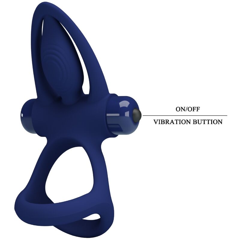 Pretty Lovemat Double Ring With Vibration & Stimulator Blue | Niks.fi verkkokauppa