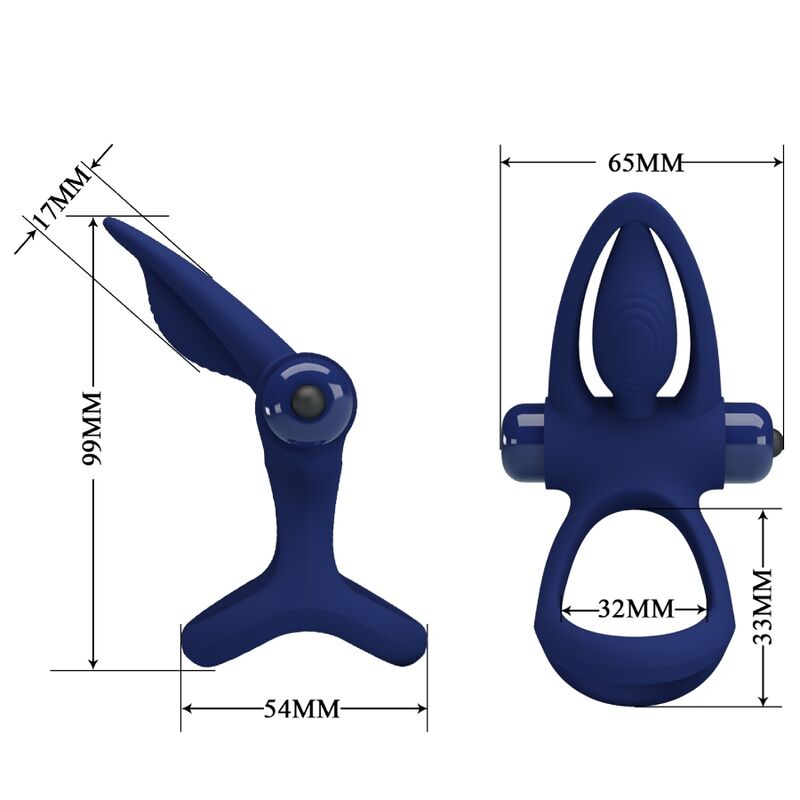 Pretty Lovemat Double Ring With Vibration & Stimulator Blue | Niks.fi verkkokauppa