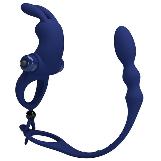 Pretty Loveayad Rabbit Vibrator Ring With Plug Blue | Niks.fi verkkokauppa