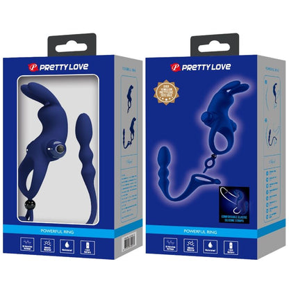 Pretty Loveayad Rabbit Vibrator Ring With Plug Blue | Niks.fi verkkokauppa