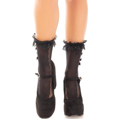 Leg Avenueankle Socks With Ruffles Black | Niks.fi verkkokauppa