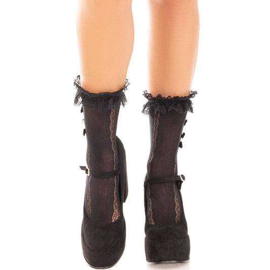 Leg Avenueankle Socks With Ruffles Black | Niks.fi verkkokauppa