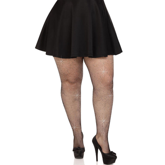 Leg Avenuecrystalized Mesh Stockings Black Plus Size | Niks.fi verkkokauppa
