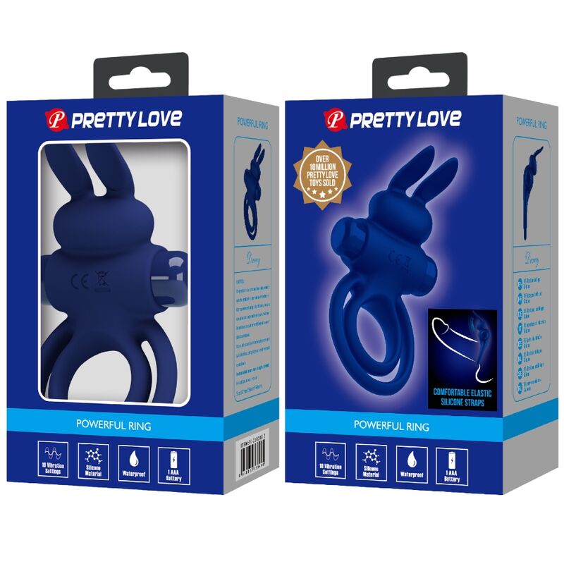 Pretty Lovedarey Double Vibrating Ring Rabbit Blue | Niks.fi verkkokauppa