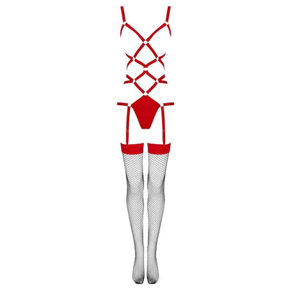 Livco Corsetti Fashionthiara Lc 20213 Set Body + Stockings Red L/Xl | Niks.fi verkkokauppa