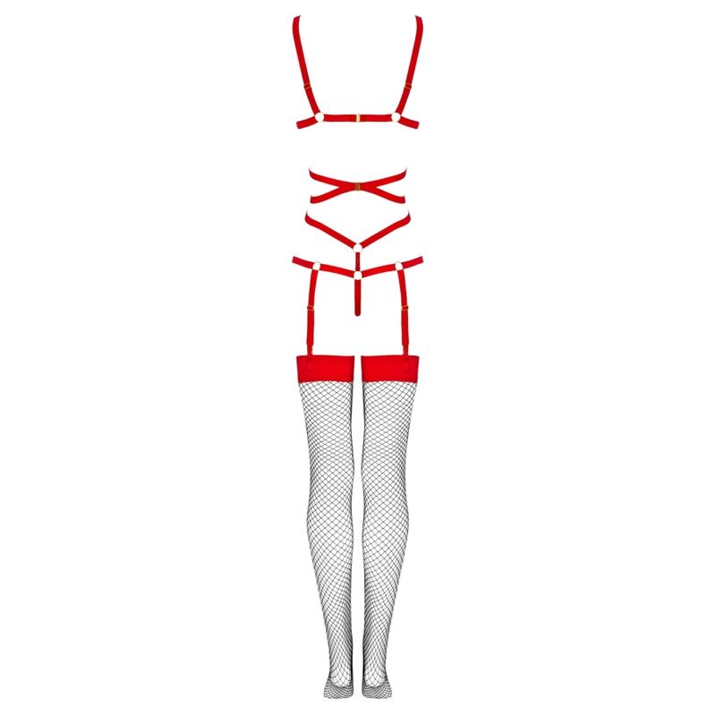 Livco Corsetti Fashionthiara Lc 20213 Set Body + Stockings Red L/Xl | Niks.fi verkkokauppa