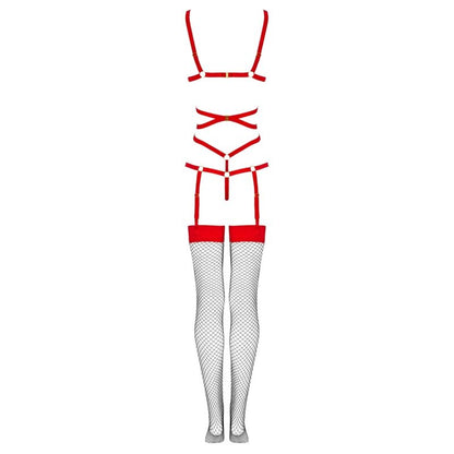 Livco Corsetti Fashionthiara Lc 20213 Set Body + Stockings Red L/Xl | Niks.fi verkkokauppa