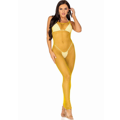 Leg Avenuelong Net Dress Yellow One Size | Niks.fi verkkokauppa