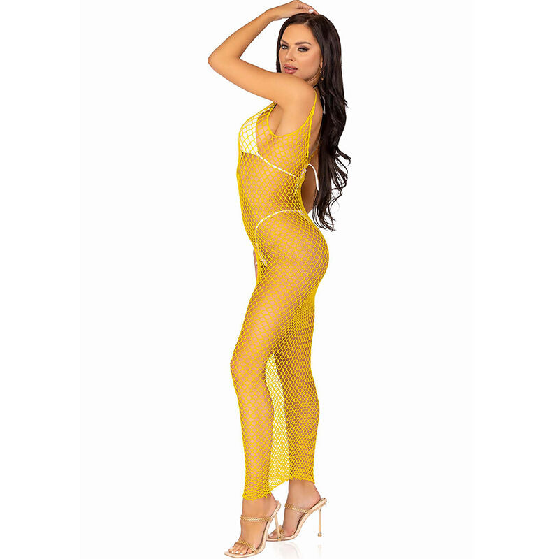 Leg Avenuelong Net Dress Yellow One Size | Niks.fi verkkokauppa