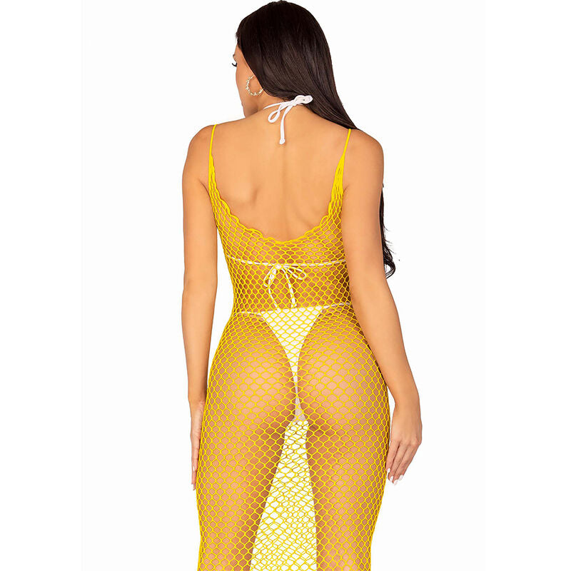Leg Avenuelong Net Dress Yellow One Size | Niks.fi verkkokauppa