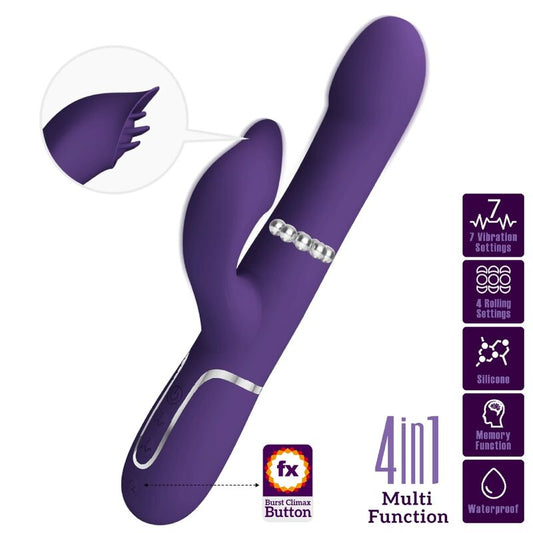 Pretty Lovezalin Rabbit Vibrator Pearls 4 In 1 Purple | Niks.fi verkkokauppa