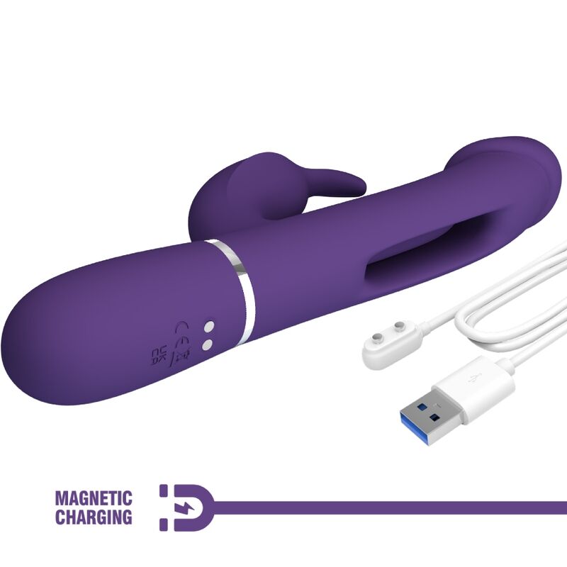 Pretty Lovekampas Rabbit 3 In 1 Multifunction Vibrator With Tongue Violet | Niks.fi verkkokauppa