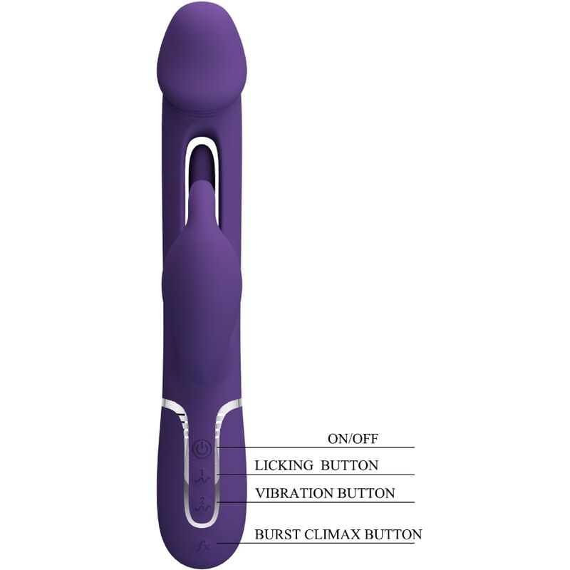 Pretty Lovekampas Rabbit 3 In 1 Multifunction Vibrator With Tongue Violet | Niks.fi verkkokauppa