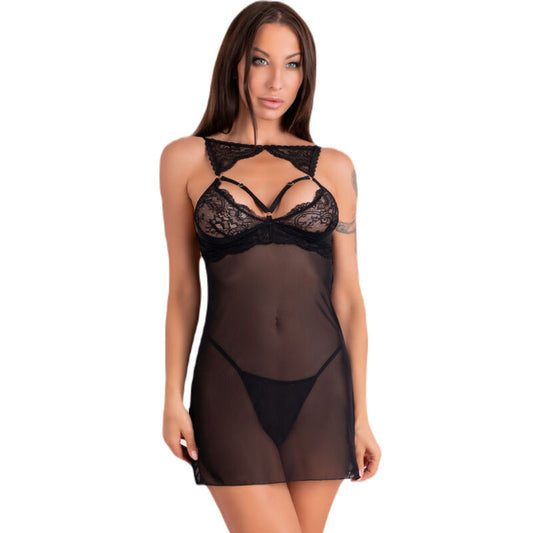 Livco Corsetti Fashionkrolina Lc 90734 Chemise + Thong Black S/M | Niks.fi verkkokauppa