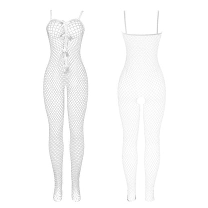 Subblime951740 Bodystocking White Fishnet Crotchless With Bows One Size | Niks.fi verkkokauppa
