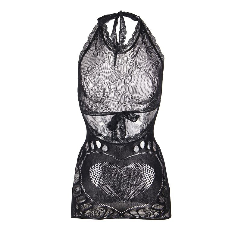 Subblime952075 Short Fishnet Dress With Back Back And Heart Detail Black One Size | Niks.fi verkkokauppa