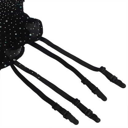 Subblime952174 Fishnet Bodystocking With Gloves And Diamonds Black One Size | Niks.fi verkkokauppa