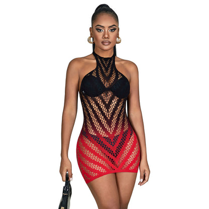 Subblime952242 Red And Black Degraded Elastic Fishnet Dress One Size | Niks.fi verkkokauppa
