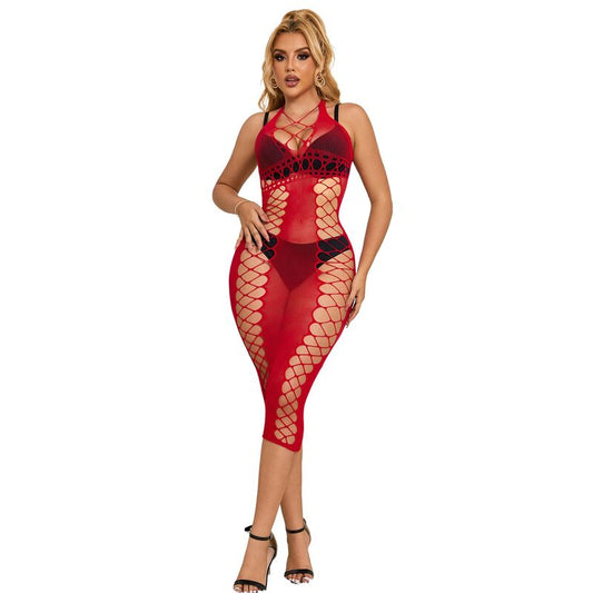 Subblime952327 Long Red Fishnet Dress One Size | Niks.fi verkkokauppa
