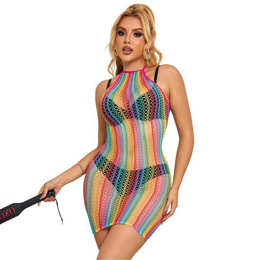 Subblime952341 Rainbow Fishnet Dress One Size | Niks.fi verkkokauppa