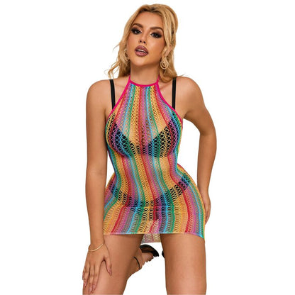 Subblime952341 Rainbow Fishnet Dress One Size | Niks.fi verkkokauppa