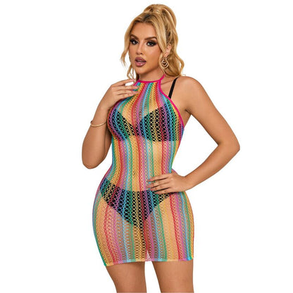 Subblime952341 Rainbow Fishnet Dress One Size | Niks.fi verkkokauppa