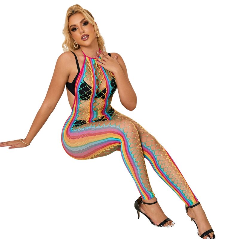 Subblime952358 Rainbow Halter Neck Fishnet Dress One Size | Niks.fi verkkokauppa