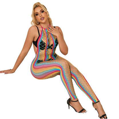 Subblime952358 Rainbow Halter Neck Fishnet Dress One Size | Niks.fi verkkokauppa