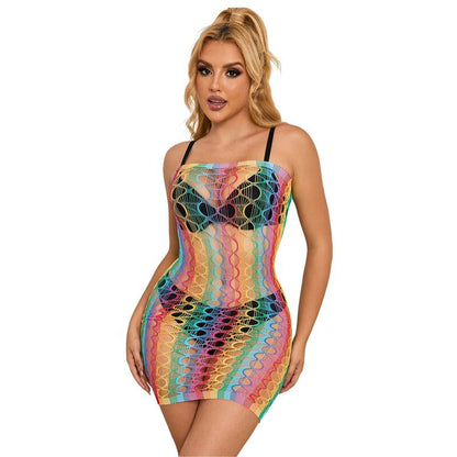 Subblime952365 Rainbow Bare Shoulder Fishnet Dress One Size | Niks.fi verkkokauppa