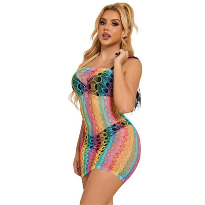 Subblime952365 Rainbow Bare Shoulder Fishnet Dress One Size | Niks.fi verkkokauppa