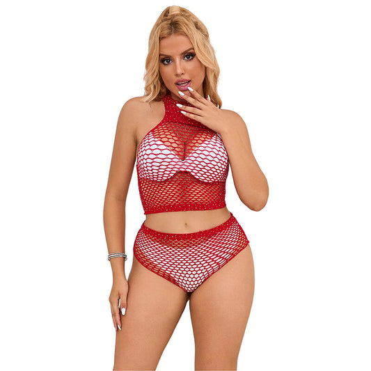 Subblime952402 Fishnet Set With Pink Diamonds One Size | Niks.fi verkkokauppa