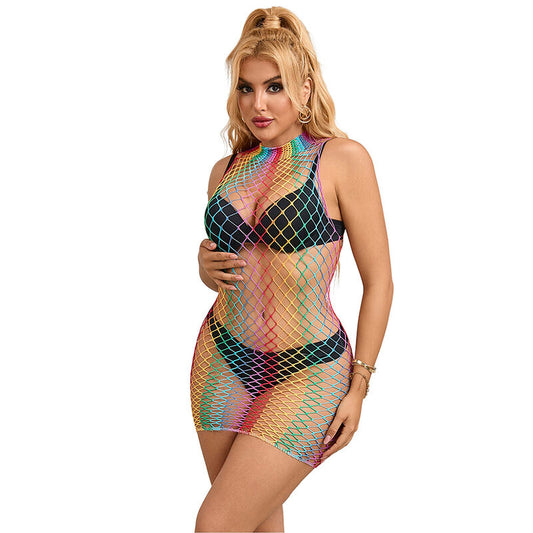 Subblime952433 Rainbow High Neck Sleeveless Fishnet Dress One Size | Niks.fi verkkokauppa