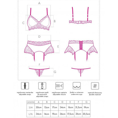 Livco Corsetti Fashionnahir Lc 20214 Bra + Panty + Garter Belt S/M | Niks.fi verkkokauppa