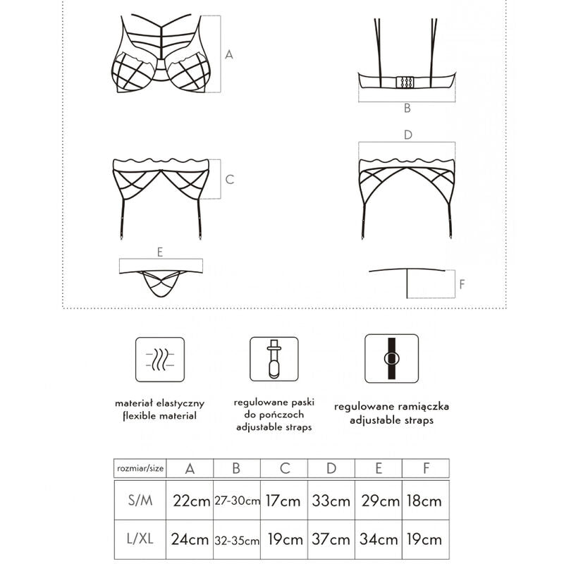 Livco Corsetti Fashionsoledad Lc 20217 Bra + Panty + Garter Belt S/M | Niks.fi verkkokauppa
