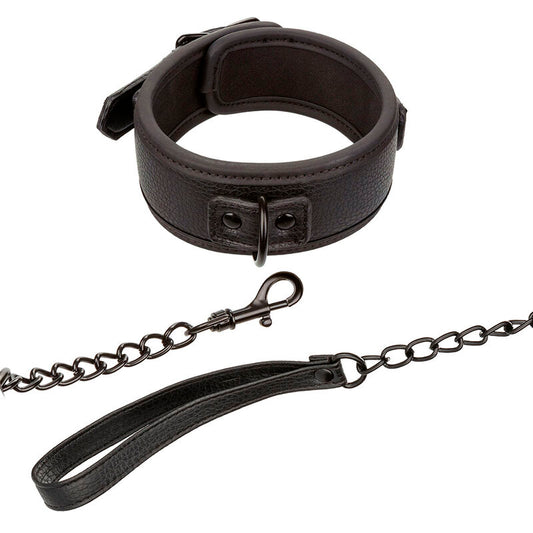 Nocturnal Collar & Leash Leather Adjustable Black | Niks.fi verkkokauppa